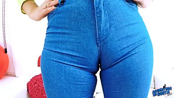 PERFECT Huge CAMELTOE Teen In SUPER-TIGHT BLUE DENIM a Big ROUND BUTT